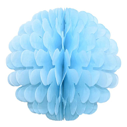 Бумажное украшение Цветочный шар-соты 30 см, голубой
